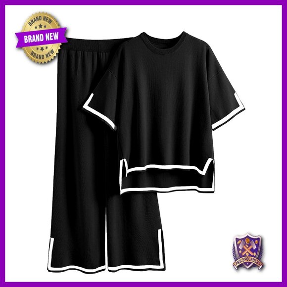 Other - Plus Size Lounge Set 2 Piece Pullover Top Wide Leg Pants Travel Outfit